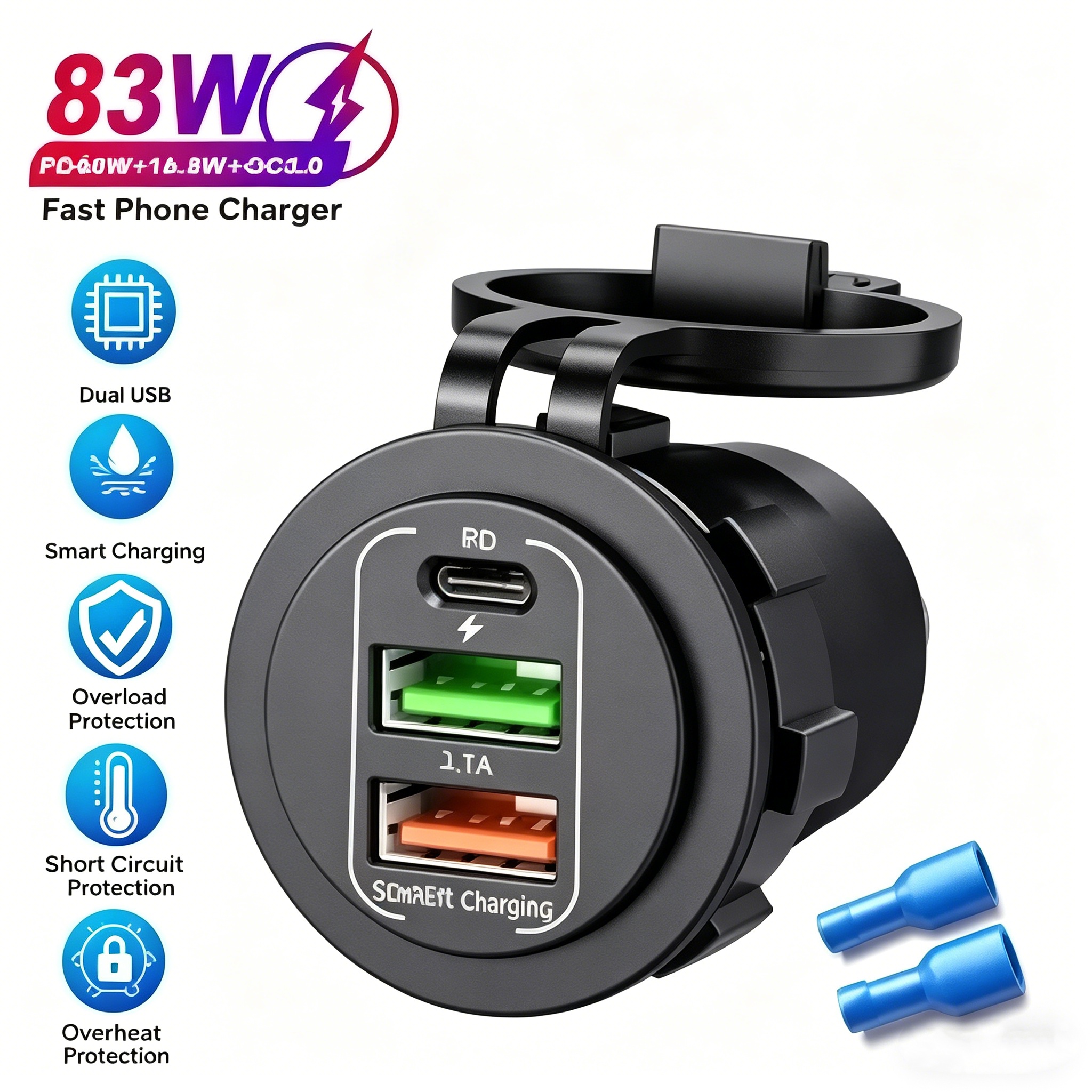 83W Max Phone Charger Socket 4 - Usb C Power Adapter ulasan dan harga