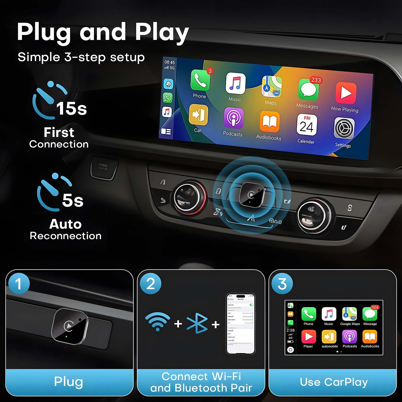 USB C Wireless CarPlay & Andro - Usb C Power Adapter ulasan dan harga