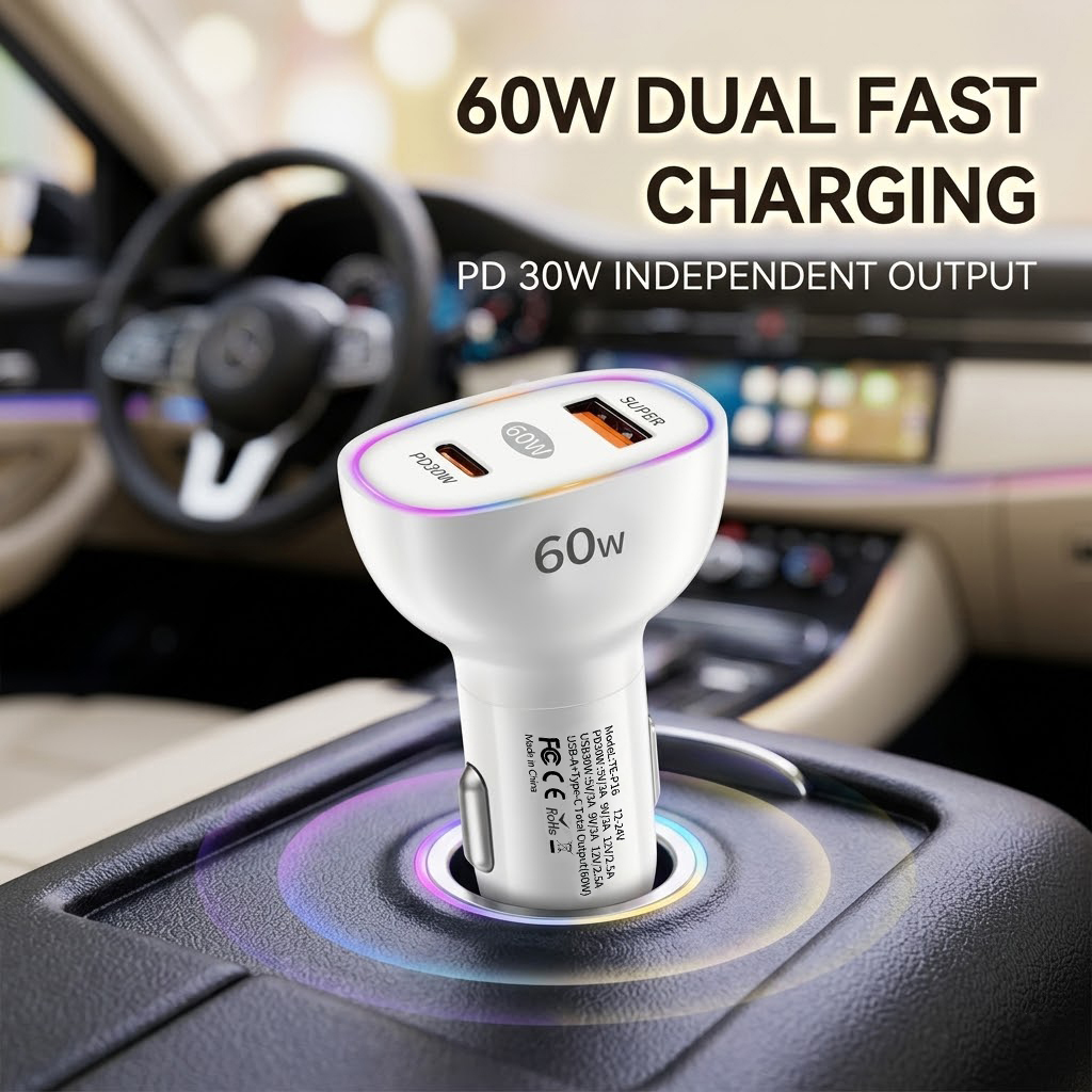 Dual Port 60W Car Charger USB  - Usb C Power Adapter ulasan dan harga