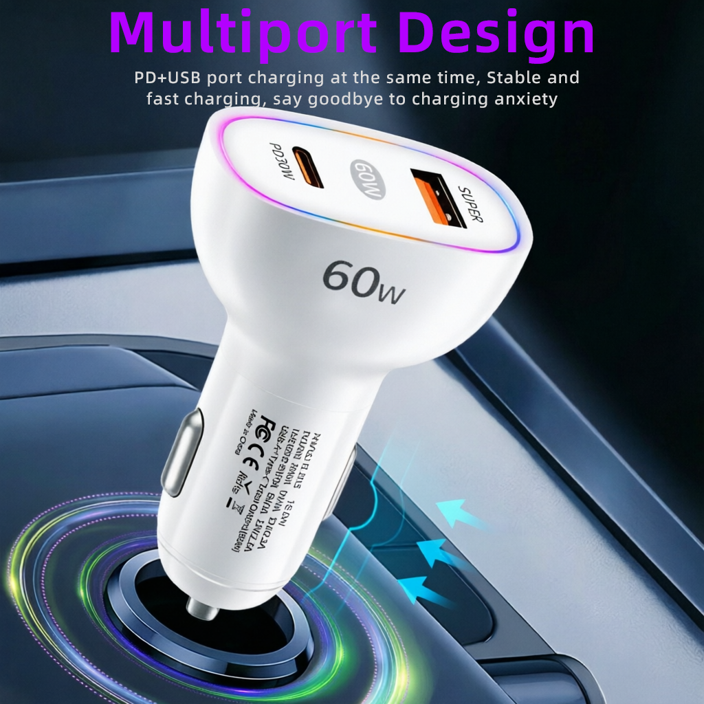 Dual Port 60W Car Charger USB  - Usb C Power Adapter ulasan dan harga