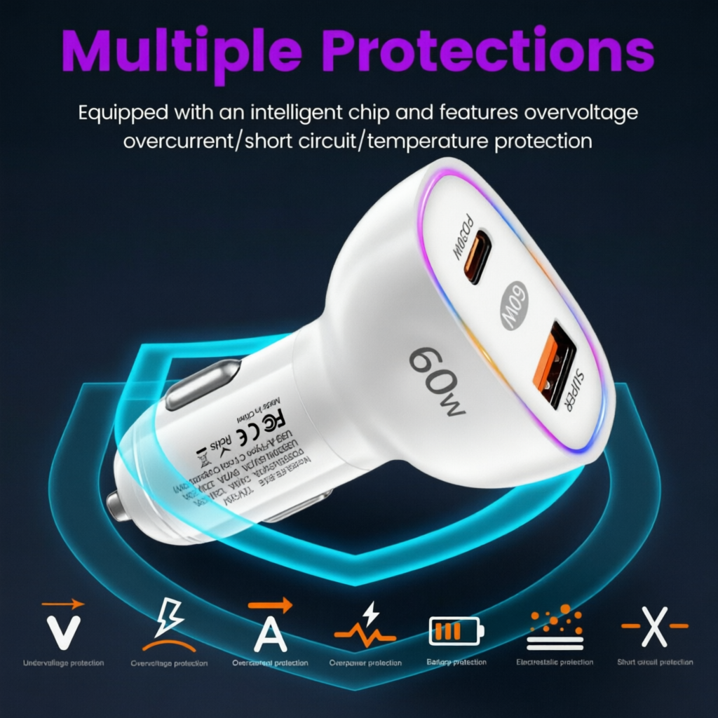 Dual Port 60W Car Charger USB  - Usb C Power Adapter ulasan dan harga