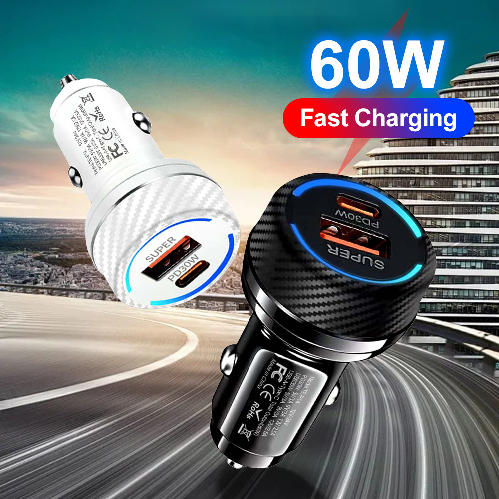 High Power 60W Dual Port Car C - Usb C Power Adapter ulasan dan harga