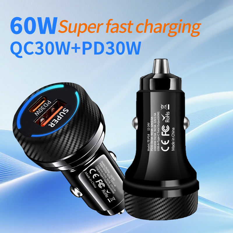 High Power 60W Dual Port Car C - Usb C Power Adapter ulasan dan harga