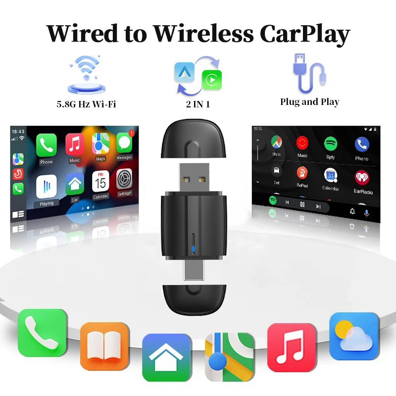 2in1 USB&Typ-C Wireless Carpla - Usb C Power Adapter ulasan dan harga