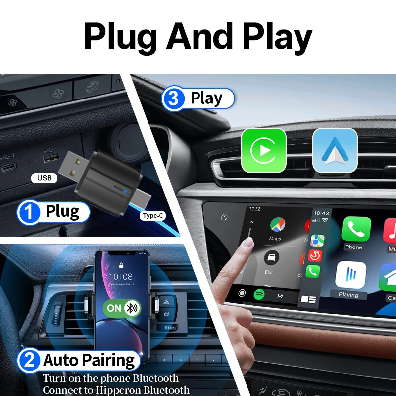 2in1 USB&Typ-C Wireless Carpla - Usb C Power Adapter ulasan dan harga