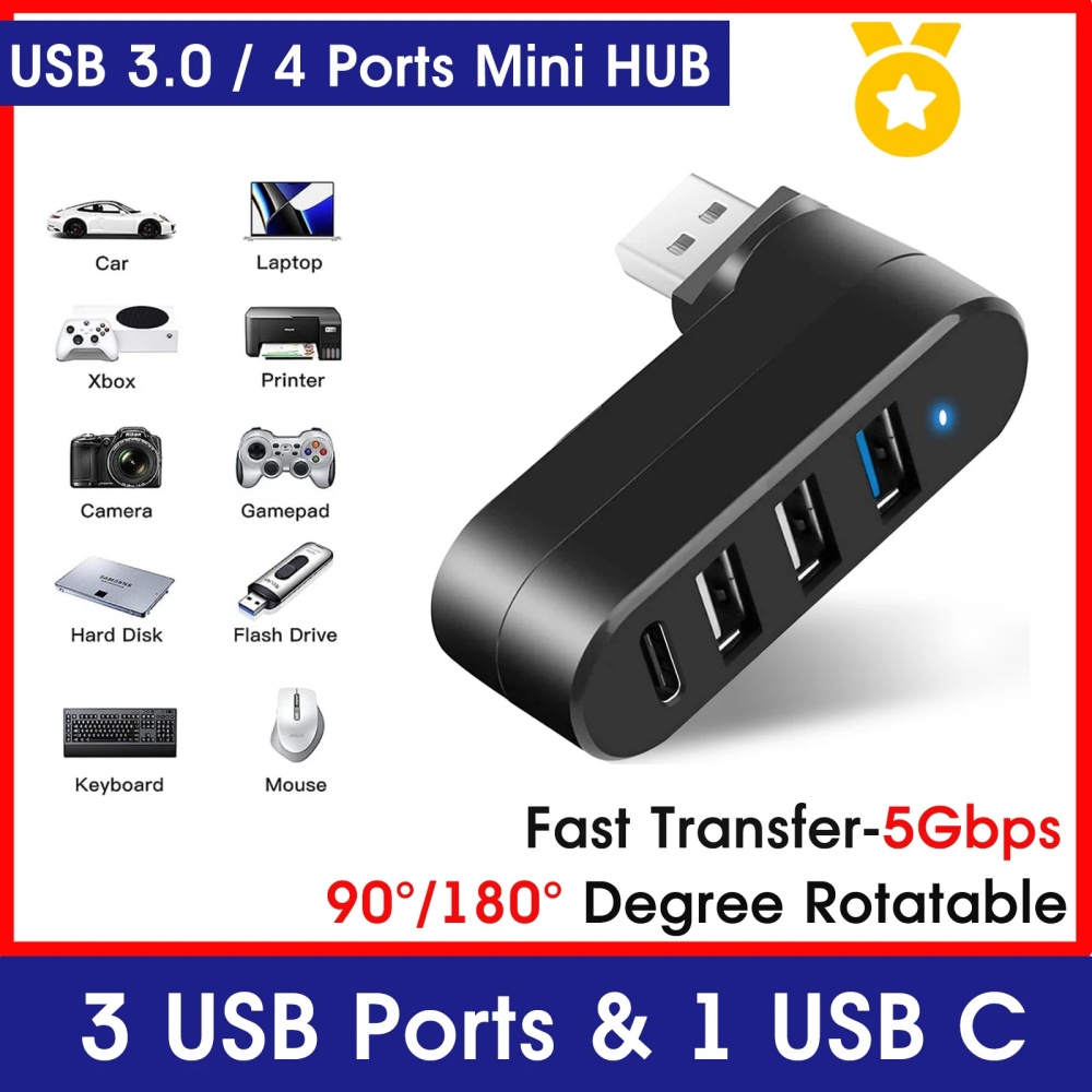 Mini Splitter 4 Ports USB Hub  - Laptop Accessories Macbook ulasan dan harga